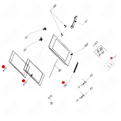 VITRE EXTÉRIEURE REPÈRE 884              -               594X479 MM FOUR, CUISINIÈRE - 210481628