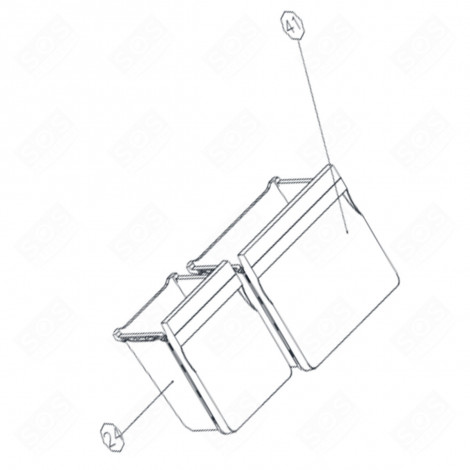TIROIR INFÉRIEUR REPÈRE N°41  388X237X213 MM FRIGO, RÉFRIGÉRATEUR, CONGÉLATEUR - 9178020824