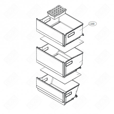 TIROIR SUPÉRIEUR (PARTIE CONGÉLATEUR) REPÈRE 136B FRIGO, RÉFRIGÉRATEUR, CONGÉLATEUR - AJP75654506