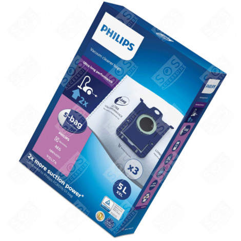 BOITE DE 3 SACS ASPIRATEUR S-BAG ULTRA-LONG PERFORMANCE DURÉE PROLONGÉE DE 80% ASPIRATEUR - FC8027/01
