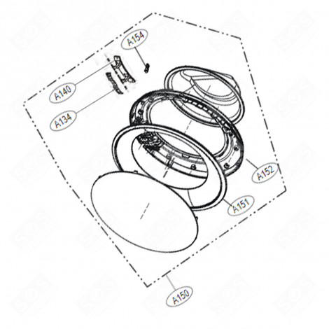 HUBLOT COMPLET (REPÈRE N°A150) MACHINE À LAVER, LAVE-LINGE - ADC74745513