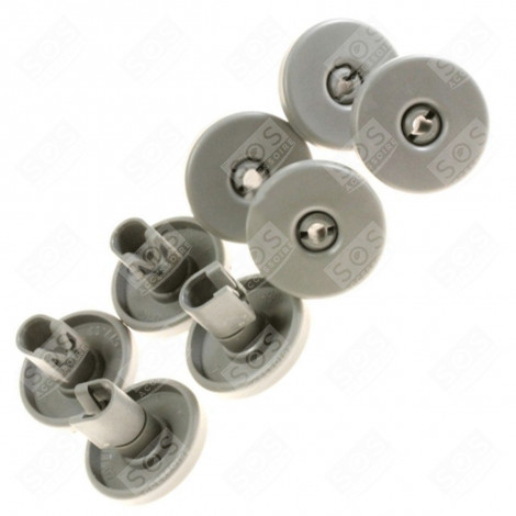 LOT DE 8 ROULETTES PANIER INFÉRIEUR D'ORIGINE LAVE-VAISSELLE - 50286965004, 50269971003
