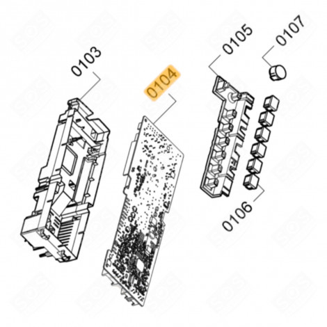 CARTE ÉLECTRONIQUE PROGRAMMÉE D'ORIGINE (REPÈRE N°104) MACHINE À LAVER, LAVE-LINGE - 12022389