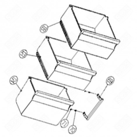 BAC CONGÉLATEUR INFÉRIEUR (REPÈRE N°52) FRIGO, RÉFRIGÉRATEUR, CONGÉLATEUR - 1077335