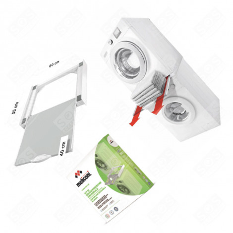 KIT UNIVERSEL DE SUPERPOSITION AVEC TABLETTE COULISSANTE EN BOIS MACHINE À LAVER, LAVE-LINGE - 656114