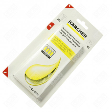 NETTOYANT VITRES CONCENTRÉ, ANTI-TRACE ET DÉPERLANT  (4 X 20 ML) NETTOYEUR VAPEUR - 62953020, 6.295-302.0