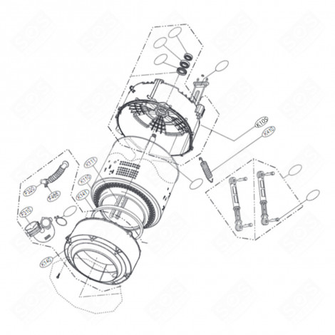 DEMI CUVE ARRIÈRE (REPÈRE N°K105) MACHINE À LAVER, LAVE-LINGE - AGM75471404