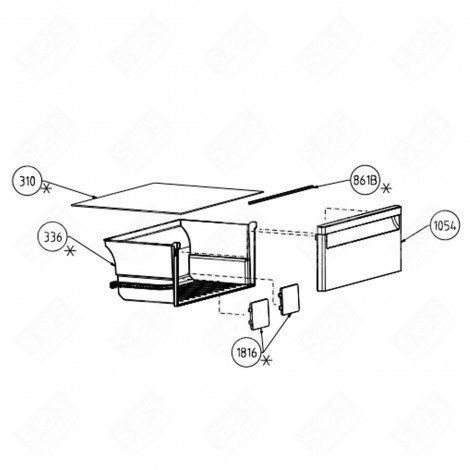 FAÇADE TIROIR BAC À LÉGUMES FRIGO, RÉFRIGÉRATEUR, CONGÉLATEUR - 5918521600
