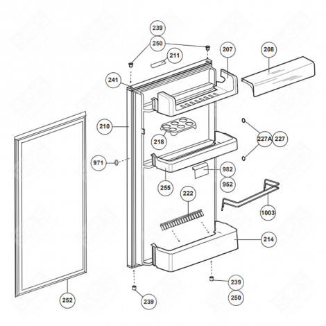 JOINT DE PORTE (REPÈRE N°252) FRIGO, RÉFRIGÉRATEUR, CONGÉLATEUR - 5999770500