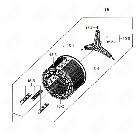 TAMBOUR COMPLET (REPÈRE N°15) MACHINE À LAVER, LAVE-LINGE - DC97-14373X
