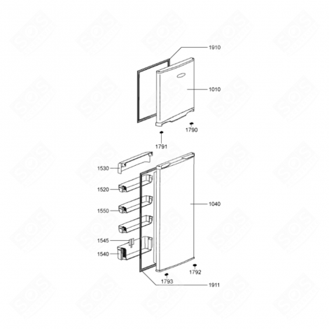 JOINT DE PORTE (PARTIE CONGÉLATEUR) REPÈRE 1910 FRIGO, RÉFRIGÉRATEUR, CONGÉLATEUR - 480132102053, C00316935