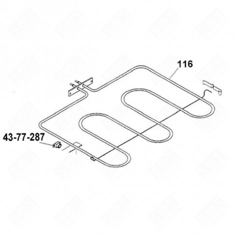 RÉSISTANCE GRILL REPÈRE 116 FOUR, CUISINIÈRE - 42825246, 42836666