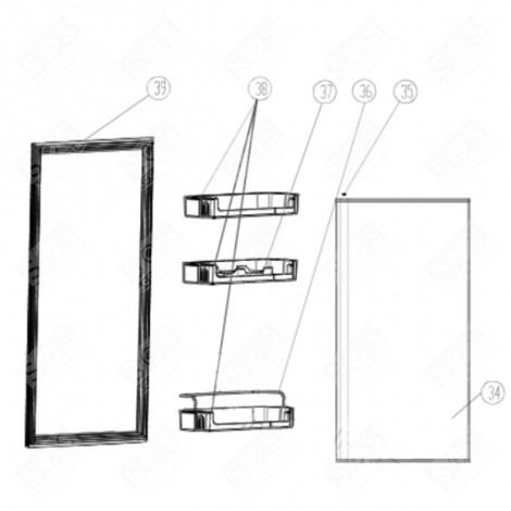 JOINT DE PORTE (PARTIE RÉFRIGÉRATEUR) REPÈRE 39 FRIGO, RÉFRIGÉRATEUR, CONGÉLATEUR - FR000075