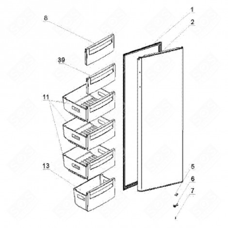 ABATTANT REPÈRE 039  FRIGO, RÉFRIGÉRATEUR, CONGÉLATEUR - 101C83