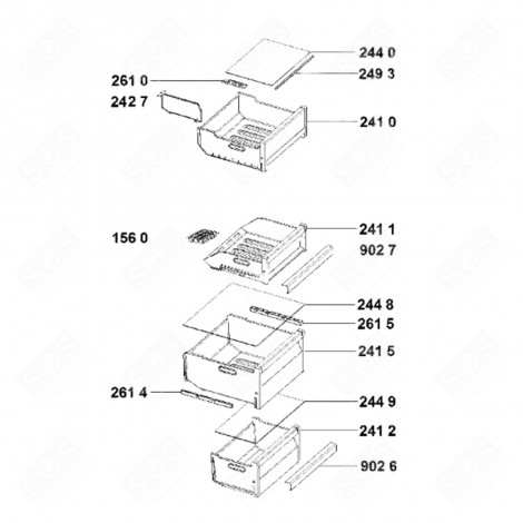 TIROIR FRESHBOX+ (PARTIE RÉFRIGÈRATEUR) REPÈRE 2410 FRIGO, RÉFRIGÉRATEUR, CONGÉLATEUR - C00568087, 488000568087
