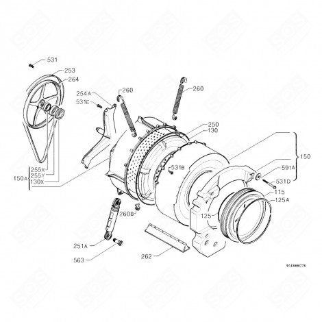 ENSEMBLE ASSEMBLAGE PAROI (REPÈRE N°150A) MACHINE À LAVER, LAVE-LINGE - 1321460204