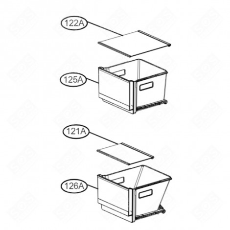 TIROIR  (PARTIE CONGÉLATEUR) D'ORIGINE REPÈRE 126A FRIGO, RÉFRIGÉRATEUR, CONGÉLATEUR - AJP76401504