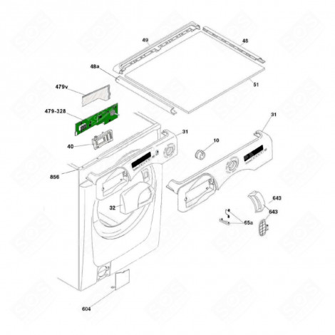 BANDEAU DE COMMANDE + CAPTEUR (REPÈRE N°31) MACHINE À LAVER, LAVE-LINGE - 43040324