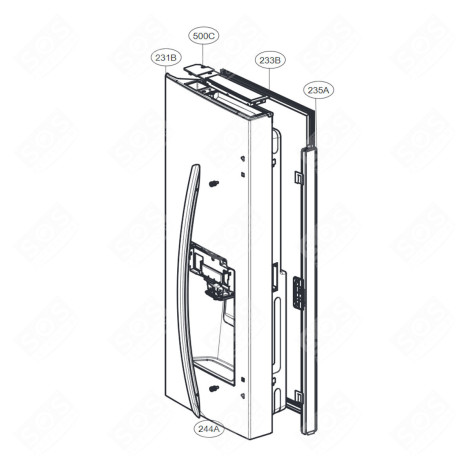 PORTE (RÉFRIGÉRATEUR, COTÉ GAUCHE REPÈRE 231B) FRIGO, RÉFRIGÉRATEUR, CONGÉLATEUR - ADD76197016