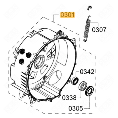 DEMIE CUVE ARRIÈRE AVEC ROULEMENTS MACHINE À LAVER, LAVE-LINGE - 00710412, 710412