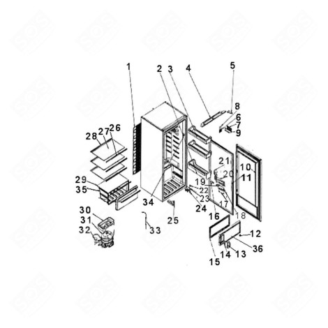 JOINT PORTE PARTIE FREEZER ( REPÈRE 15) FRIGO, RÉFRIGÉRATEUR, CONGÉLATEUR - 1058457, 53040632 
