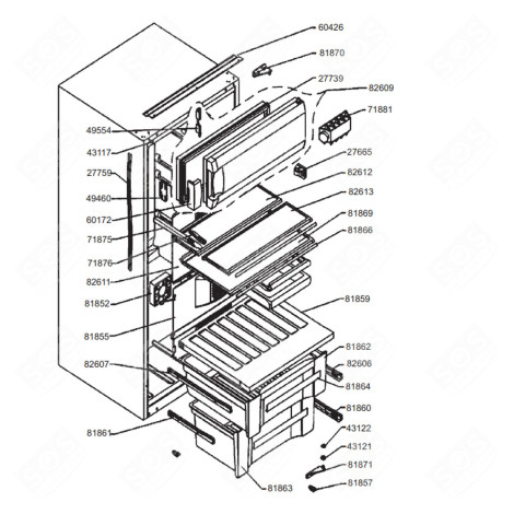 TIROIR SUPÉRIEUR (REPÈRE N°81862) FRIGO, RÉFRIGÉRATEUR, CONGÉLATEUR - 761170542