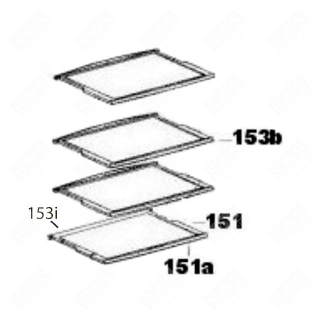 PROFIL POSTÉRIEUR (REPÈRE N°153I) FRIGO, RÉFRIGÉRATEUR, CONGÉLATEUR - 49031657