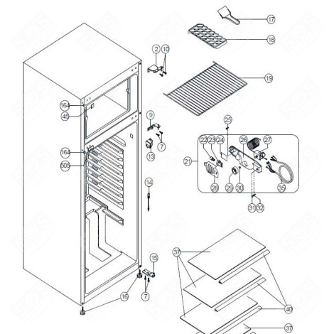 CHARNIÈRE INFÉRIEURE FRIGO, RÉFRIGÉRATEUR, CONGÉLATEUR - 482000094617, C00504873