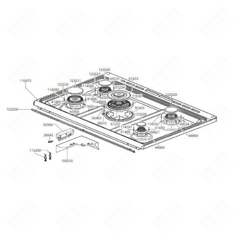 TAQUE ( REPÈRE 116970 ) FOUR, CUISINIÈRE - 065617361
