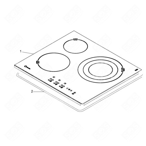 PLAQUE, DESSUS VITROCÉRAMIQUE (REPÈRE N°1) PLAQUE DE CUISSON - C00270830, 482000031011