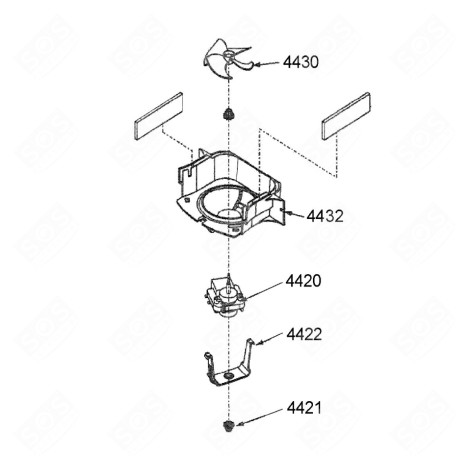 COUVERCLE HÉLICE VENTILATEUR ( REPÈRE 4432 ) FRIGO, RÉFRIGÉRATEUR, CONGÉLATEUR - 481244079259, C00328351