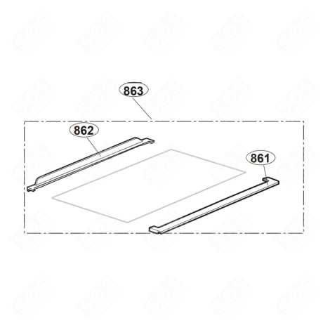 PROFIL AVANT CLAYETTE ( REPÈRE 861 )  540 MM FRIGO, RÉFRIGÉRATEUR, CONGÉLATEUR - 5847810100