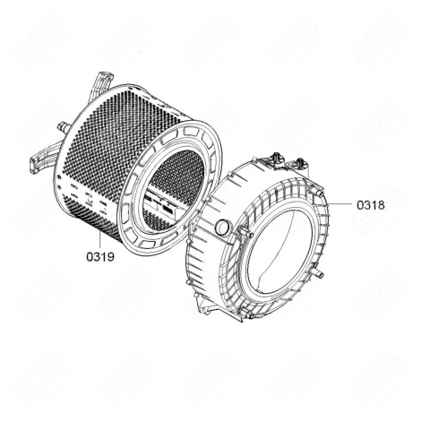 TAMBOUR AVEC CROISILLON (REPÈRE 319) MACHINE À LAVER, LAVE-LINGE - 00249336