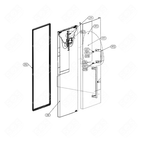 PORTE (PARTIE RÉFRIGÉRATEUR REPÈRE 210) FRIGO, RÉFRIGÉRATEUR, CONGÉLATEUR - 4906471400
