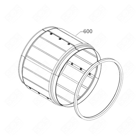 TAMBOUR COMPLET 435,4 MM  ( REPÈRE 600 ) SÈCHE-LINGE - 136603060, 1366030607