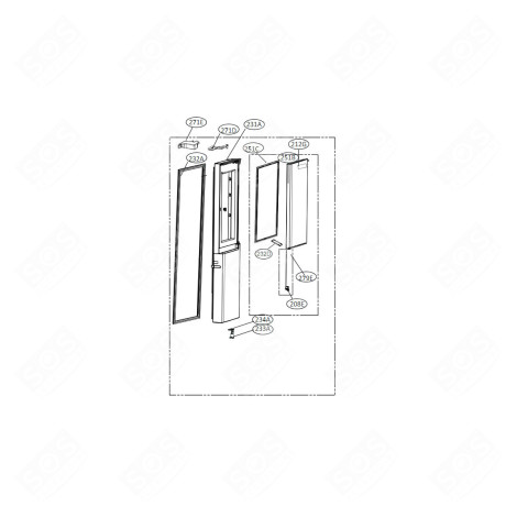 PORTE REPÈRE 231A (PARTIE RÉFRIGÉRATEUR) FRIGO, RÉFRIGÉRATEUR, CONGÉLATEUR - ADD75035803, ADC75465702