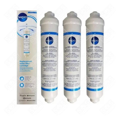 LOT DE 3 CARTOUCHES FILTRE À EAU D'ORIGINE WPRO USC100 FRIGO, RÉFRIGÉRATEUR, CONGÉLATEUR - 481281718629, 484000008553