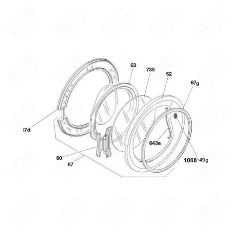 HUBLOT COMPLET (REPÈRE 67) MACHINE À LAVER, LAVE-LINGE - 70005350