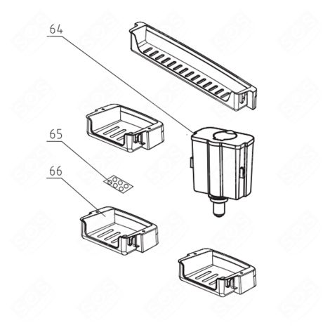 PETIT BALCONNET DE PORTE (REPÈRE 66) FRIGO, RÉFRIGÉRATEUR, CONGÉLATEUR - KG102000002187