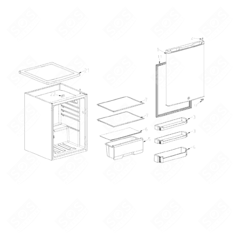 BALCONNET SUPÉRIEUR ET INTERMÉDIAIRE ( PARTIE RÉFRIGÉRATEUR REPÈRE 3 ) FRIGO, RÉFRIGÉRATEUR, CONGÉLATEUR - FMF121310005674