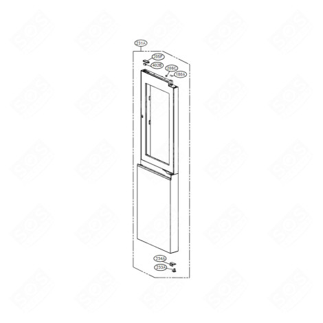 PORTE (PARTIE RÉFRIGÉRATEUR, REPÈRE 231A) FRIGO, RÉFRIGÉRATEUR, CONGÉLATEUR - ADD76419902, ADD76419981