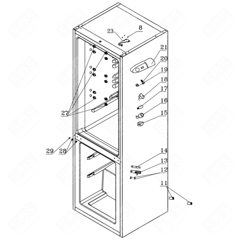 CHARNIÈRE SUPÉRIEURE (REPÈRE 23) FRIGO, RÉFRIGÉRATEUR, CONGÉLATEUR - KG242846625