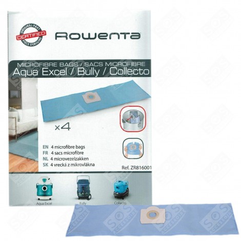 LOT DE 4 SACS MICROFIBRE COLLECTO WET & DRY ASPIRATEUR - ZR816001, ZR815