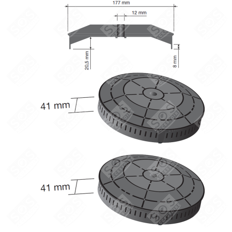 LOT DE 2 FILTRES CHARBON TYPE 57   175 X 45 MM HOTTE - 4055171138, 208352146603