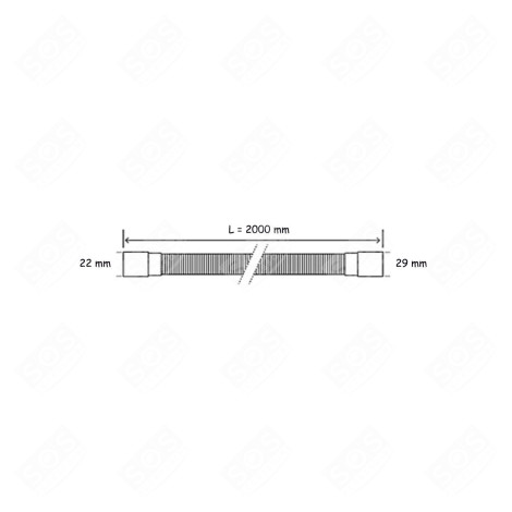 TUYAU D'ÉVACUATION D'EAU UNIVERSEL AVEC SORTIES DROITES 22-29MM (L2000MM) MACHINE À LAVER, LAVE-LINGE - 3666356045866