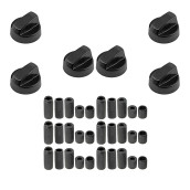 Lot de 6 boutons de four noir universel avec 30 adaptateurs