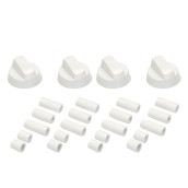 Lot de 4 boutons de four blanc universel avec 20 adaptateurs