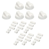Lot de 6 boutons de four blanc universel avec 30 adaptateurs