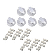Lot de 6 boutons de four argent universel avec 30 adaptateurs