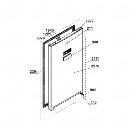 JOINT DE PORTE (PARTIE RÉFRIGÉRATEUR REPÈRE 2391) FRIGO, RÉFRIGÉRATEUR, CONGÉLATEUR - 4633087300, 4669524100